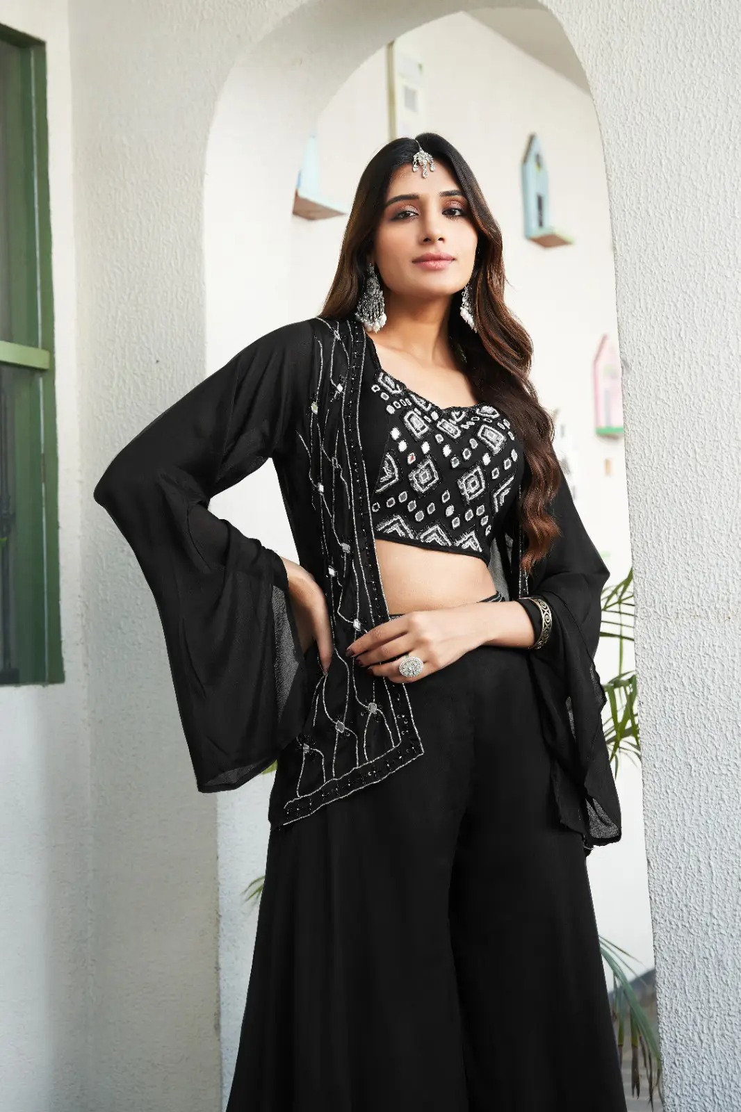 Timeless Charm Elegant Black Indo-Western Co-Ord Set for Every OccasionIWJ0009